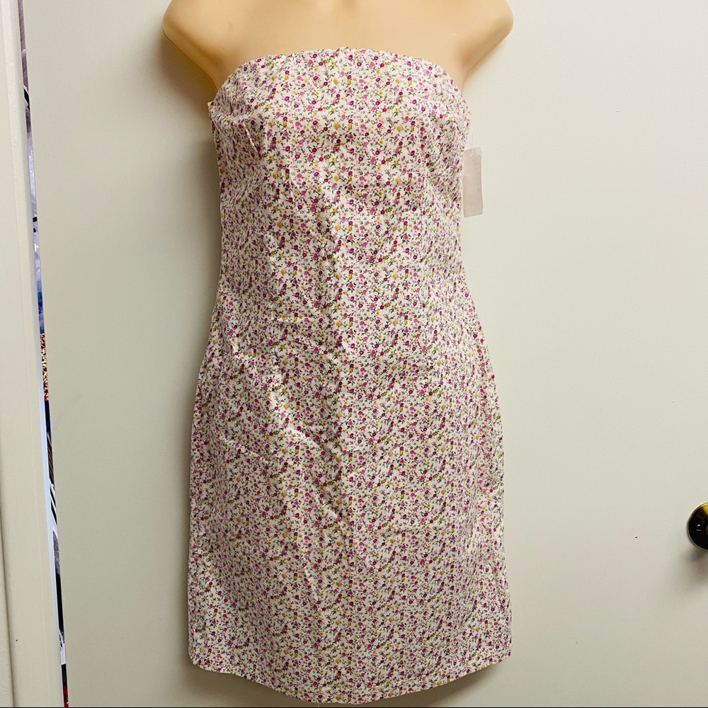 NWT‎ Cosmos pink floral tube strapless dress medium.